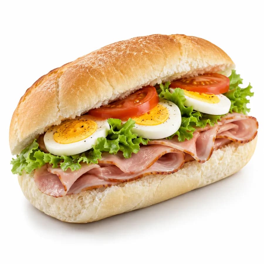 Honey Roast Ham and Egg Salad Roll