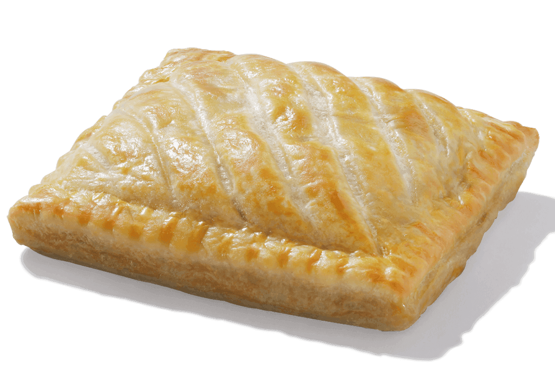 Greggs Steak Bake cut open displaying beef gravy